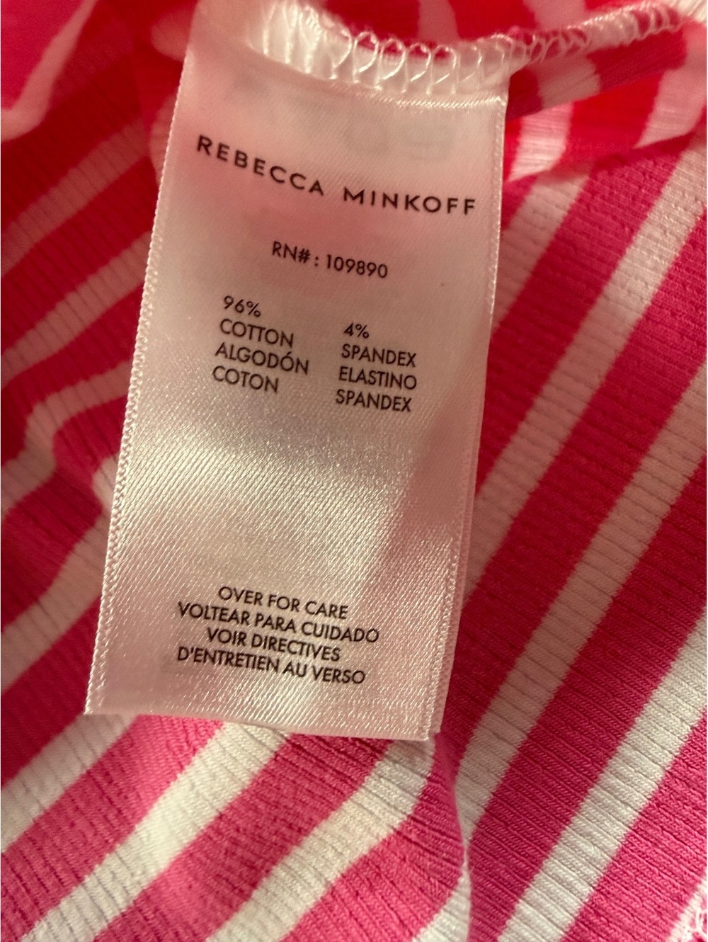 Rebecca Minkoff Pink and White Striped Cotton Blend Top with Red Trim, Size S - Picture 3 of 7